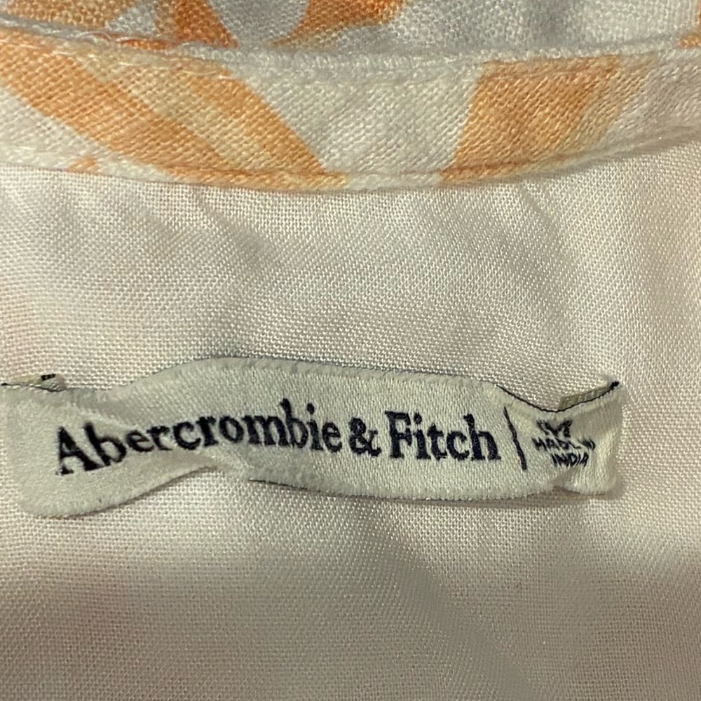 Abercrombie & Fitch pale orange floral linen blend tie front sleeveless crop top - Picture 5 of 5